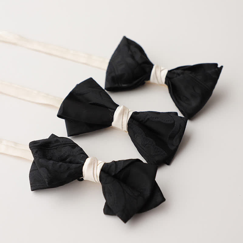 Men's Elegant Black Match White Bow Tie - image 6