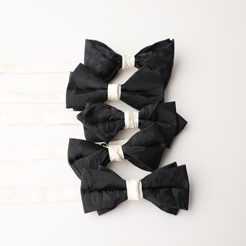 Men's Elegant Black Match White Bow Tie - image 0