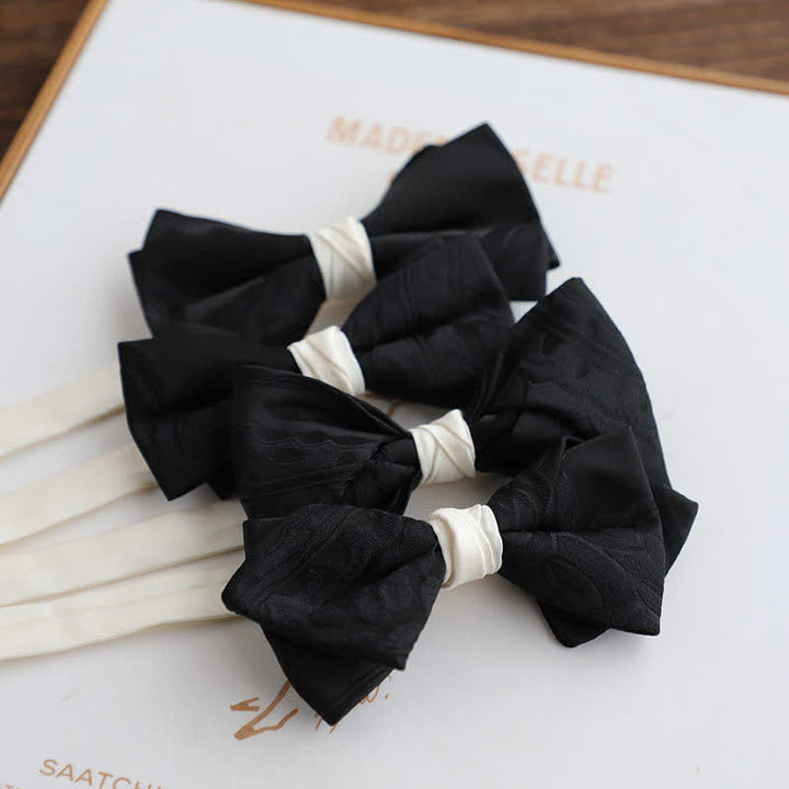 Men's Elegant Black Match White Bow Tie - image 1