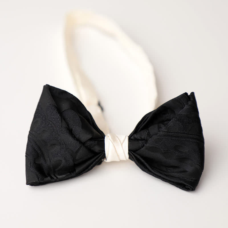 Men's Elegant Black Match White Bow Tie - Style #1 - image 2