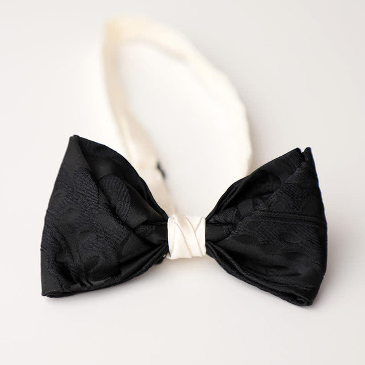 Men's Elegant Black Match White Bow Tie - Style #1 - image 2