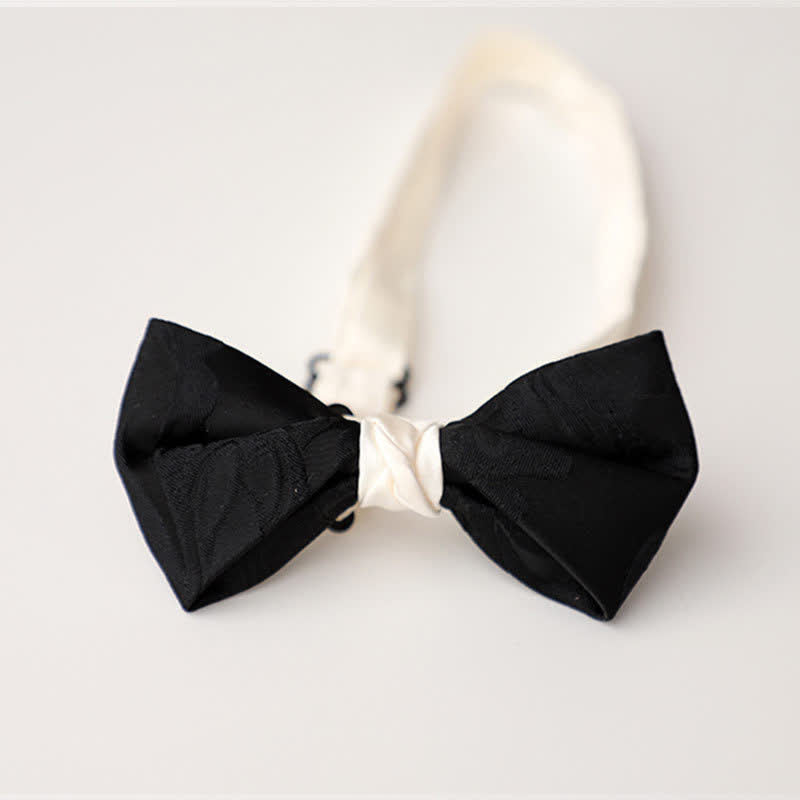 Men's Elegant Black Match White Bow Tie - Style #6 - image 15