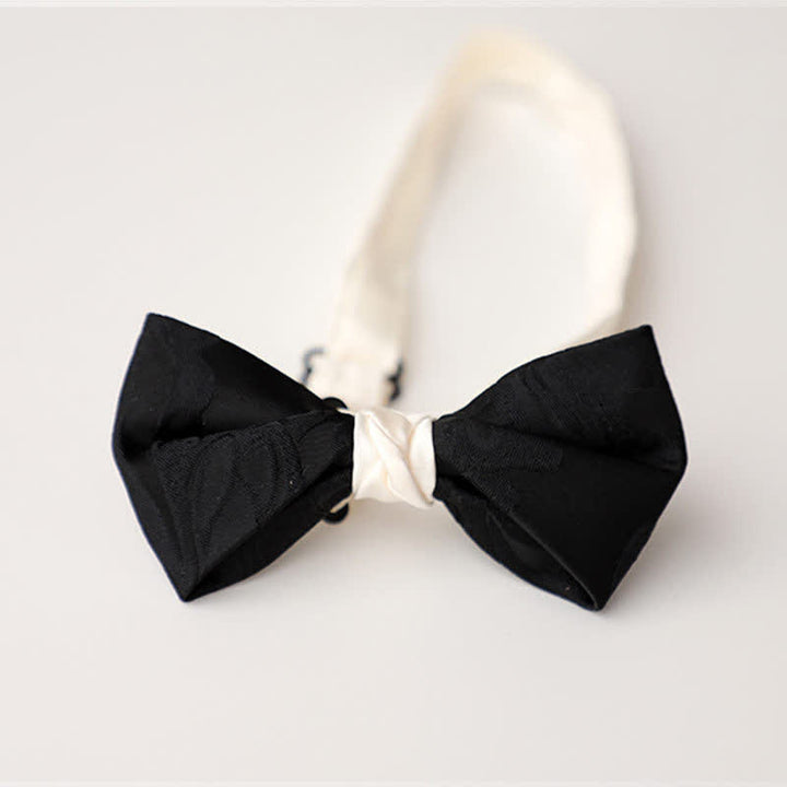 Men's Elegant Black Match White Bow Tie - Style #6 - image 15