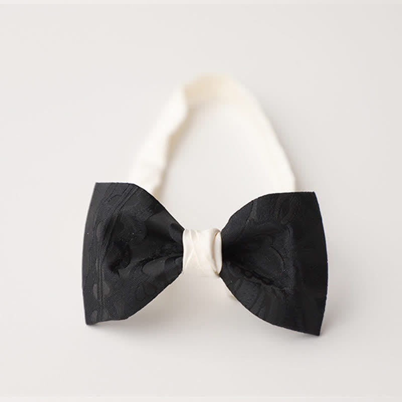 Men's Elegant Black Match White Bow Tie - Style #5 - image 13