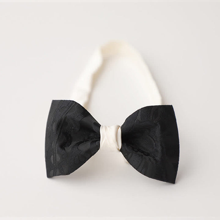 Men's Elegant Black Match White Bow Tie - Style #5 - image 13