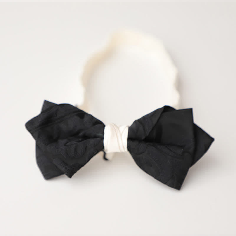 Men's Elegant Black Match White Bow Tie - Style #4 - image 11