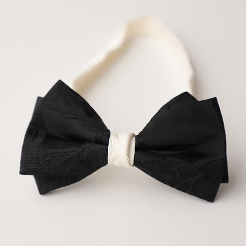Men's Elegant Black Match White Bow Tie - Style #2 - image 7