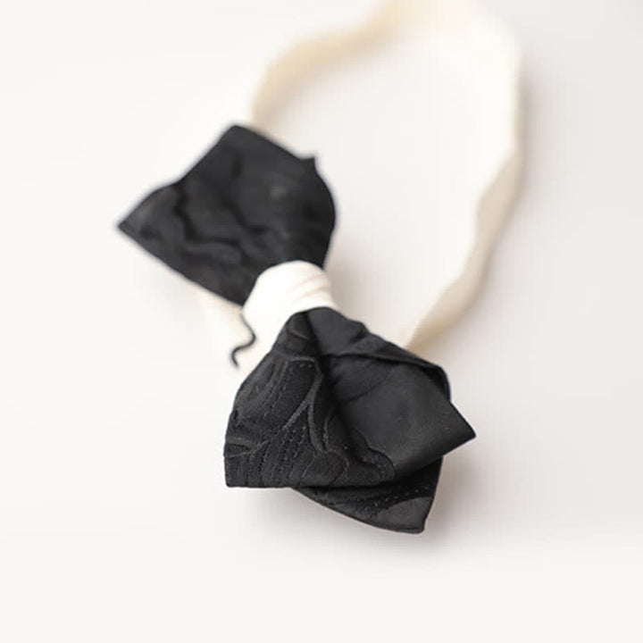 Men's Elegant Black Match White Bow Tie - image 12