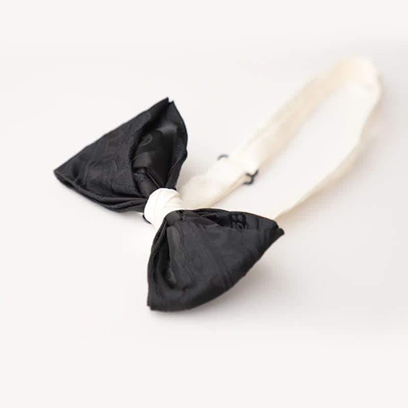 Men's Elegant Black Match White Bow Tie - image 4