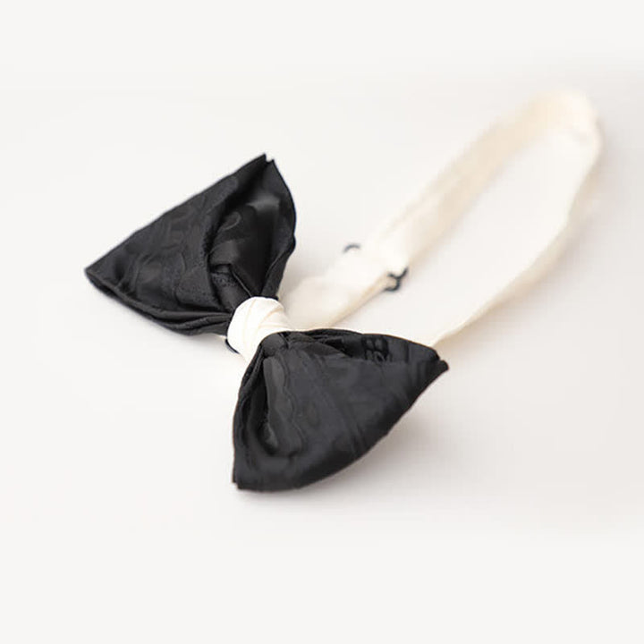 Men's Elegant Black Match White Bow Tie - image 4