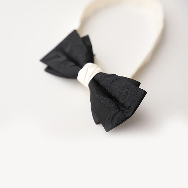 Men's Elegant Black Match White Bow Tie - image 10