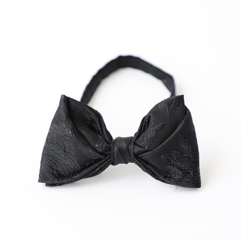Men's Gentleman Black Delicate Pattern Bow Tie - Style #1 - image 2