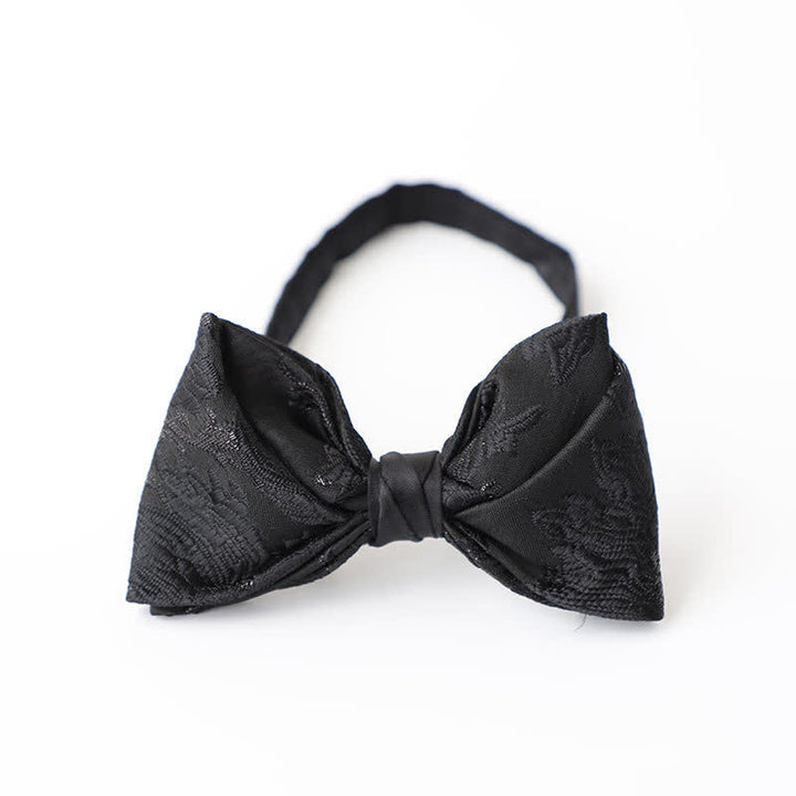 Men's Gentleman Black Delicate Pattern Bow Tie - Style #1 - image 2
