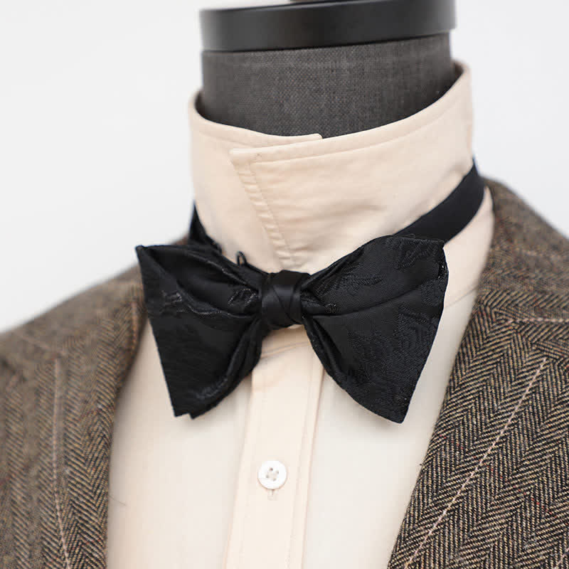 Men's Gentleman Black Delicate Pattern Bow Tie - image 1
