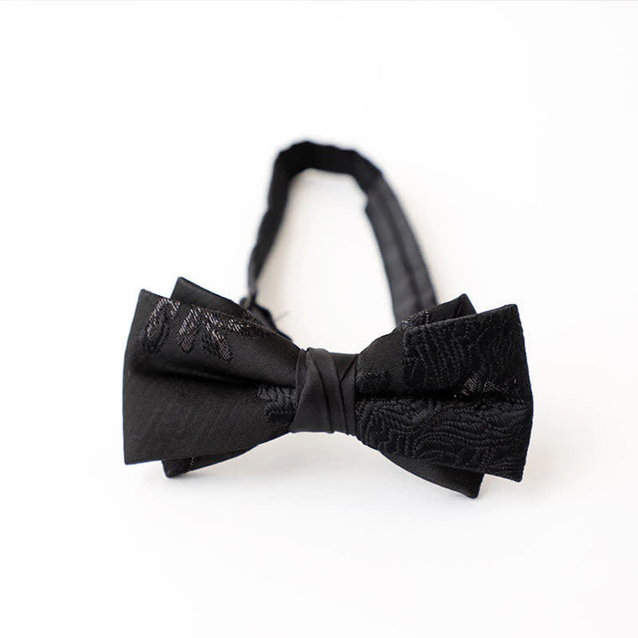 Men's Gentleman Black Delicate Pattern Bow Tie - Style #6 - image 8