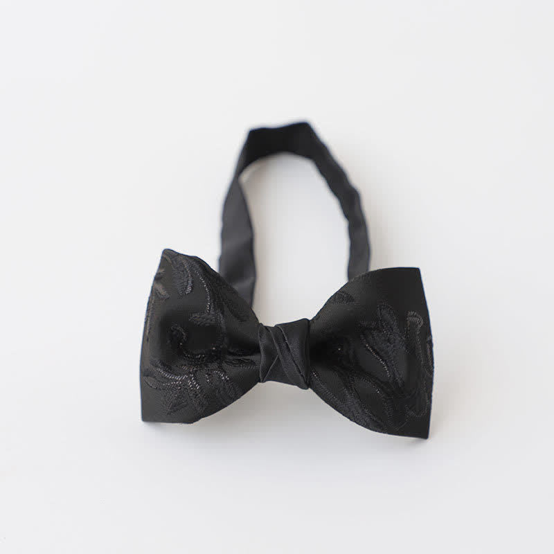 Men's Gentleman Black Delicate Pattern Bow Tie - Style #4 - image 6