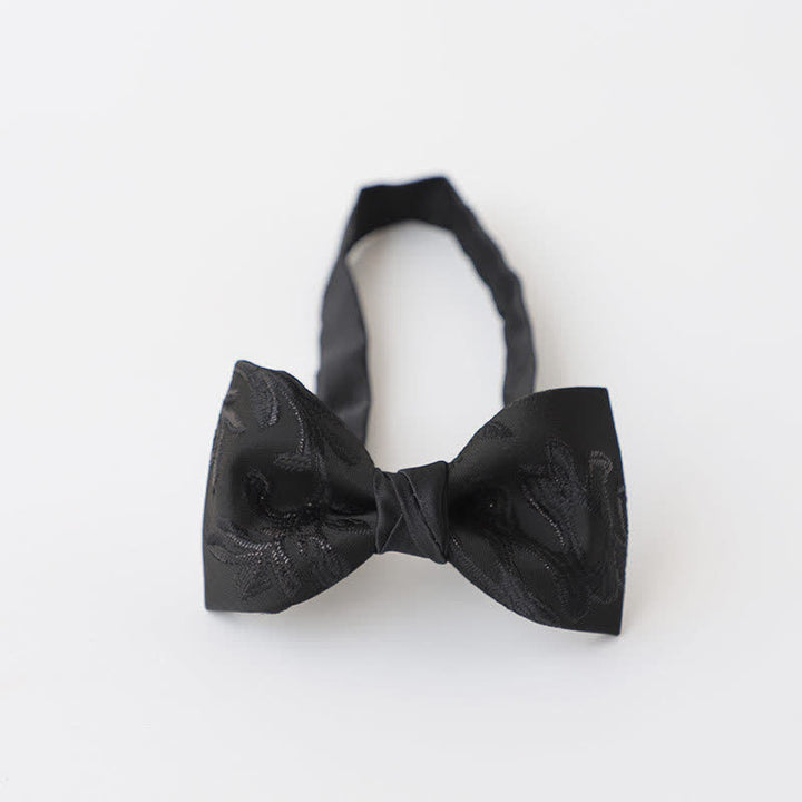 Men's Gentleman Black Delicate Pattern Bow Tie - Style #4 - image 6