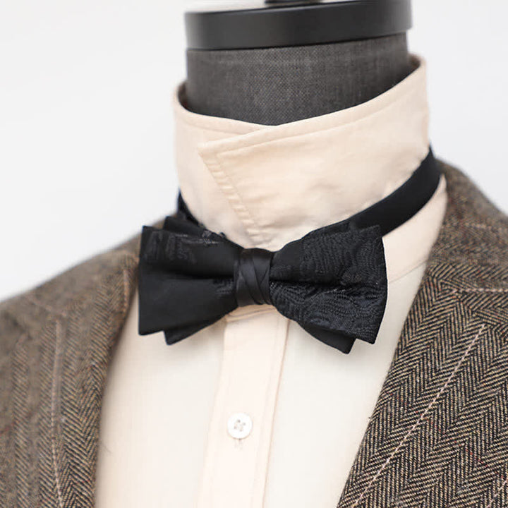 Men's Gentleman Black Delicate Pattern Bow Tie - image 4