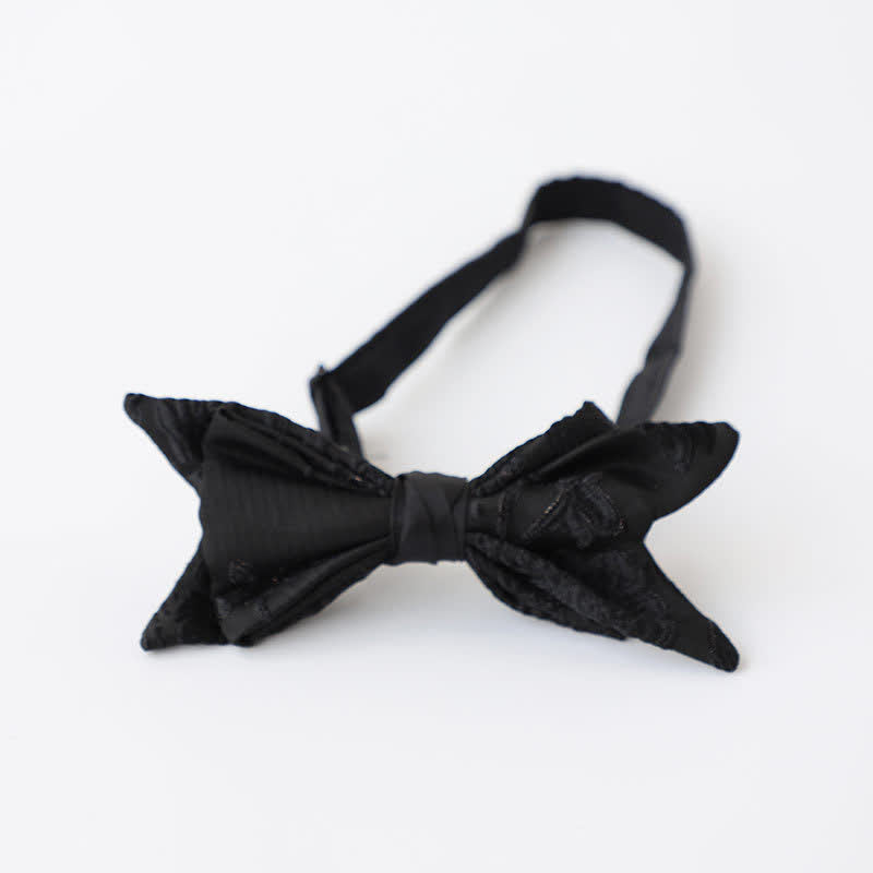 Men's Gentleman Black Delicate Pattern Bow Tie - Style #3 - image 5