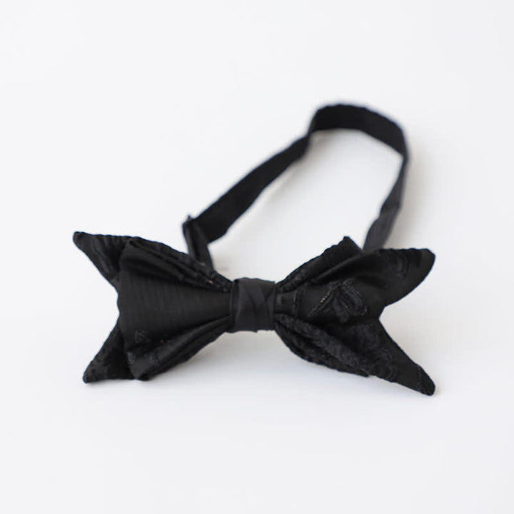 Men's Gentleman Black Delicate Pattern Bow Tie - Style #3 - image 5
