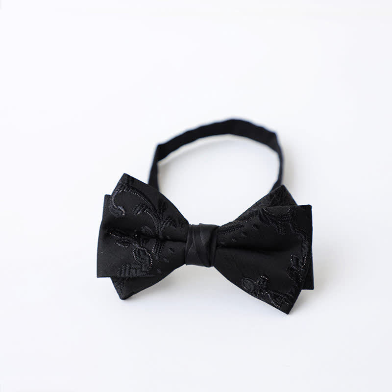 Men's Gentleman Black Delicate Pattern Bow Tie - Style #2 - image 3