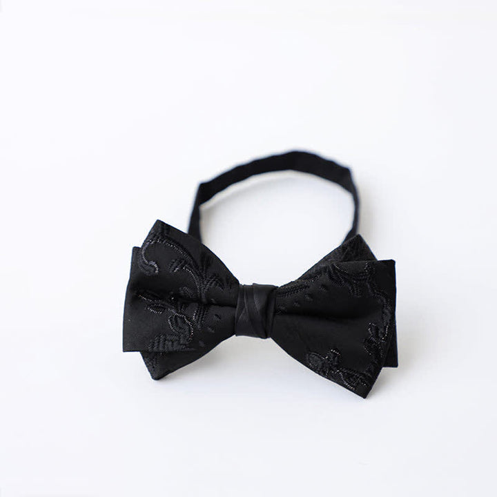 Men's Gentleman Black Delicate Pattern Bow Tie - Style #2 - image 3