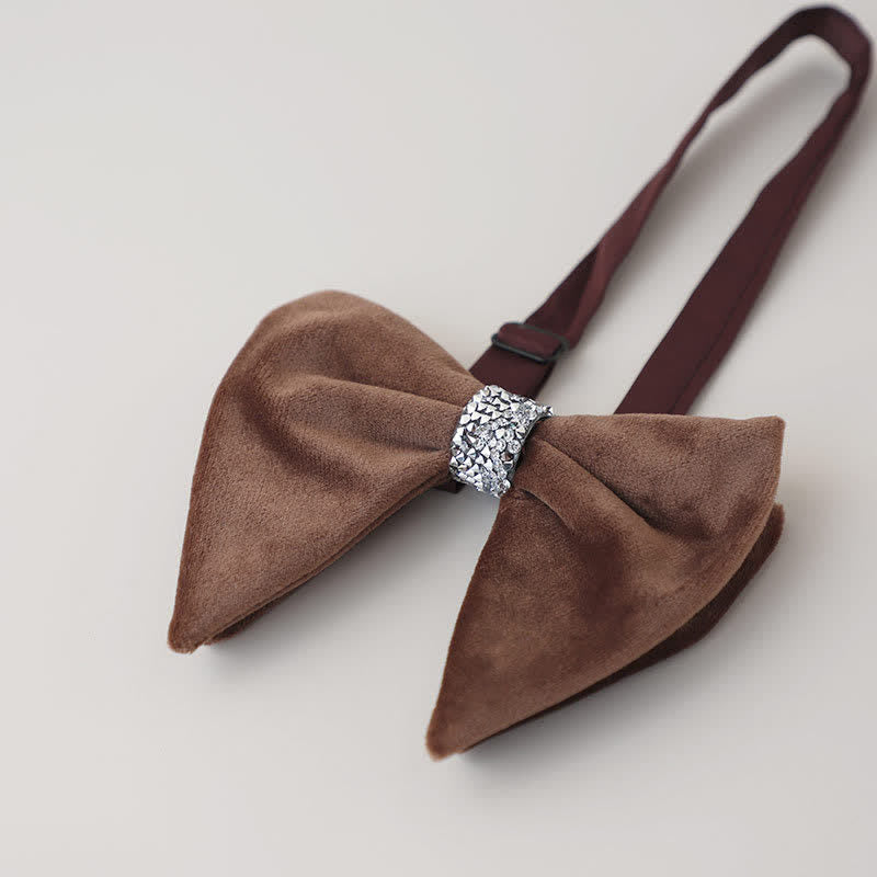 Men's Velvet Rhinestone Oversized Pointed Bow Tie - Sienna - image 10
