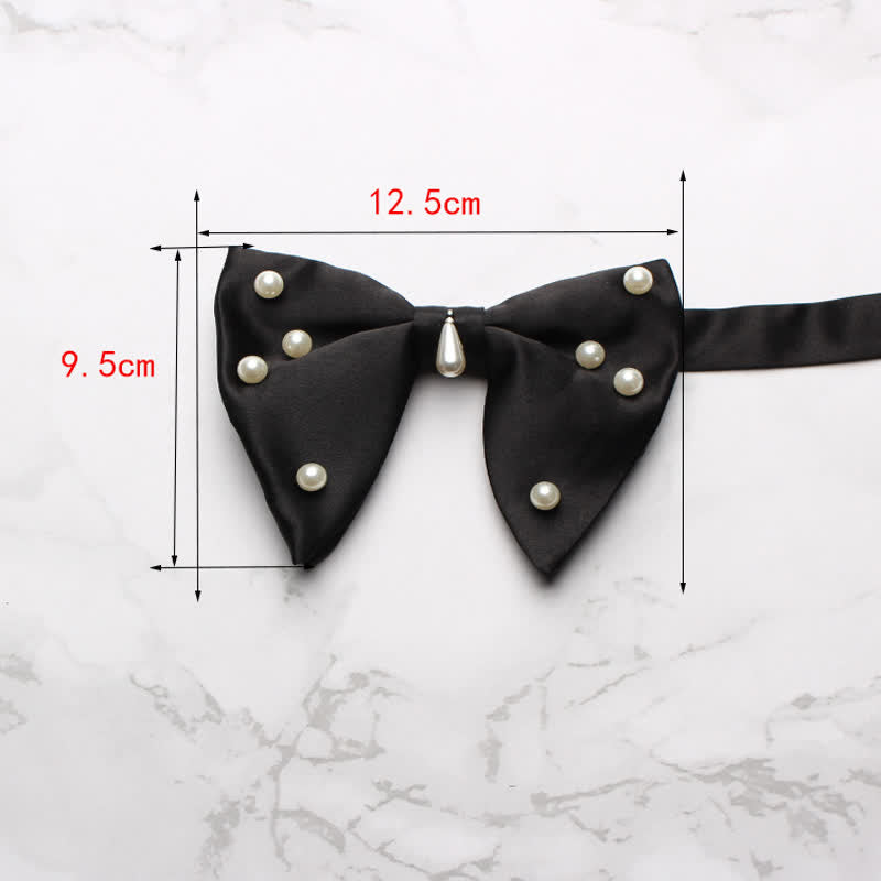 Men's Stylish Pearl Oversized Pointed Bow Tie - image 2
