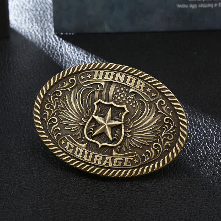 Men's DIY Honor Courage Eagle Wings Buckle Leather Belt - Antique Bronze - Without Belt - image 0