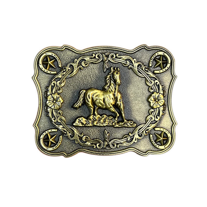 Men's DIY Wild Running Horse Buckle Leather Belt - Antique Bronze - Without Belt - image 3