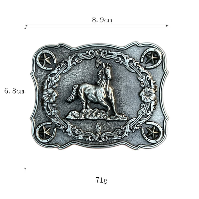 Men's DIY Wild Running Horse Buckle Leather Belt - image 2