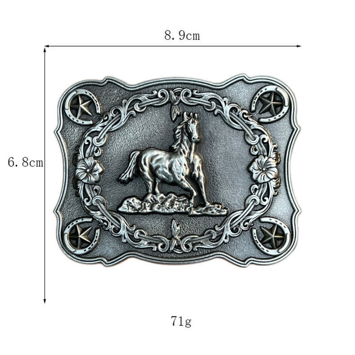 Men's DIY Wild Running Horse Buckle Leather Belt - image 2