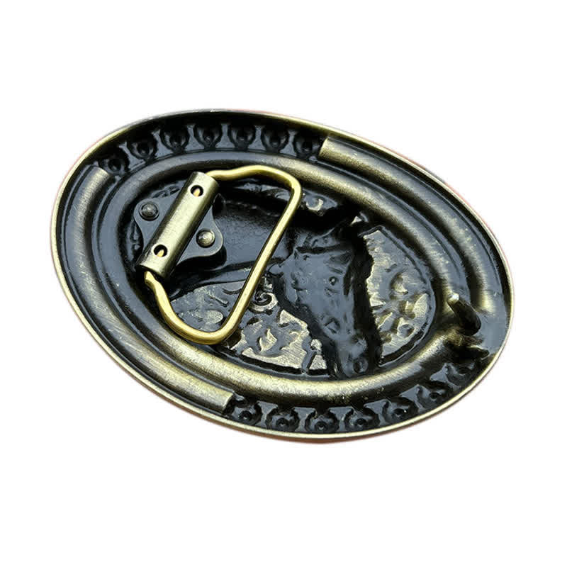 Men's DIY Horse Head Turquoise Buckle Leather Belt - image 3