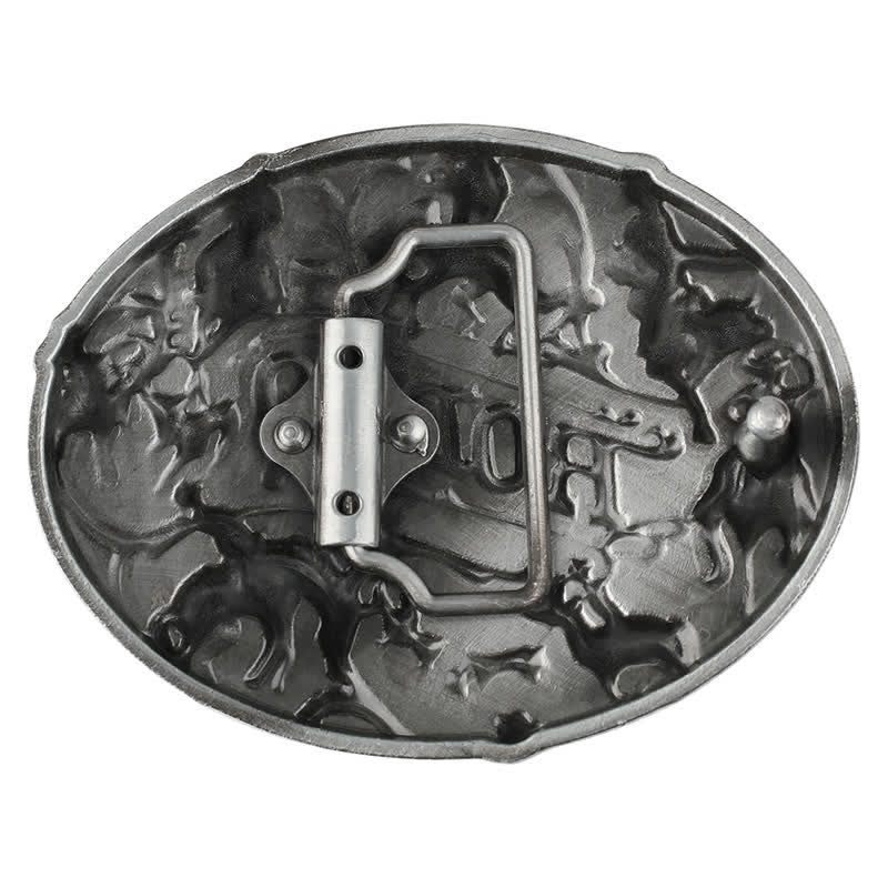 Men's DIY Blue Enamel Rodeo Bull Buckle Leather Belt - image 1