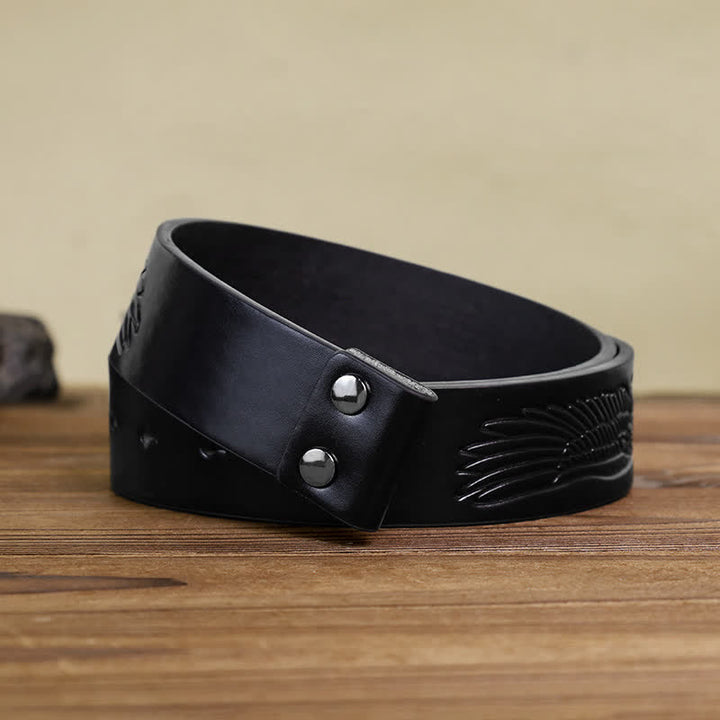 Men's DIY Blue Enamel Rodeo Bull Buckle Leather Belt - image 8
