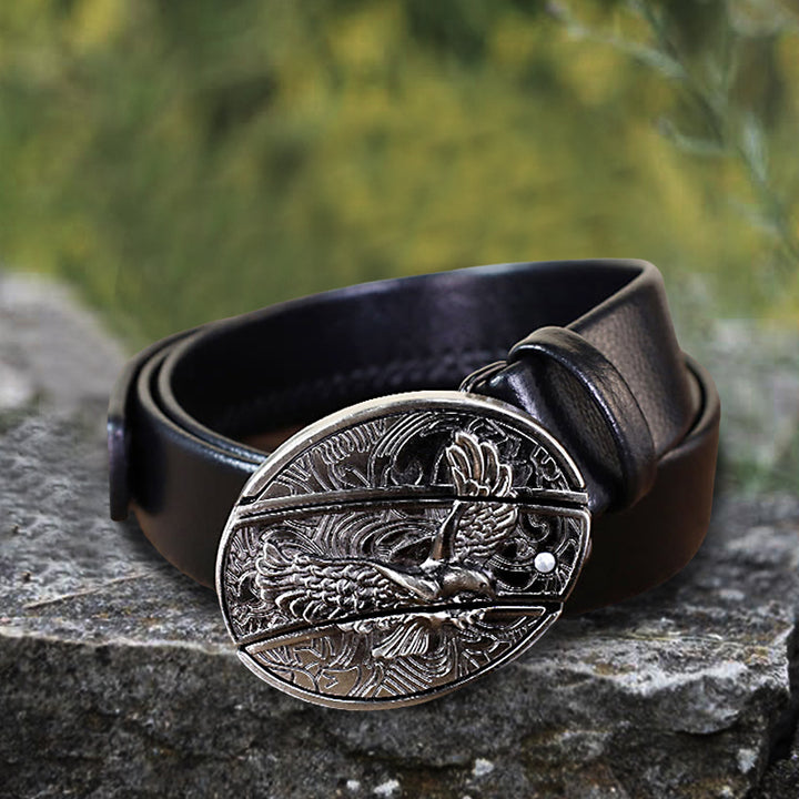 Men's Soaring Eagle Leather Belt With Folding Knife - image 0
