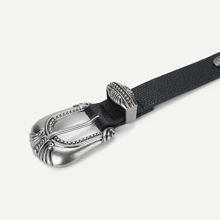 Women's Palace Style Concho Rivet Leather Belt - image 2