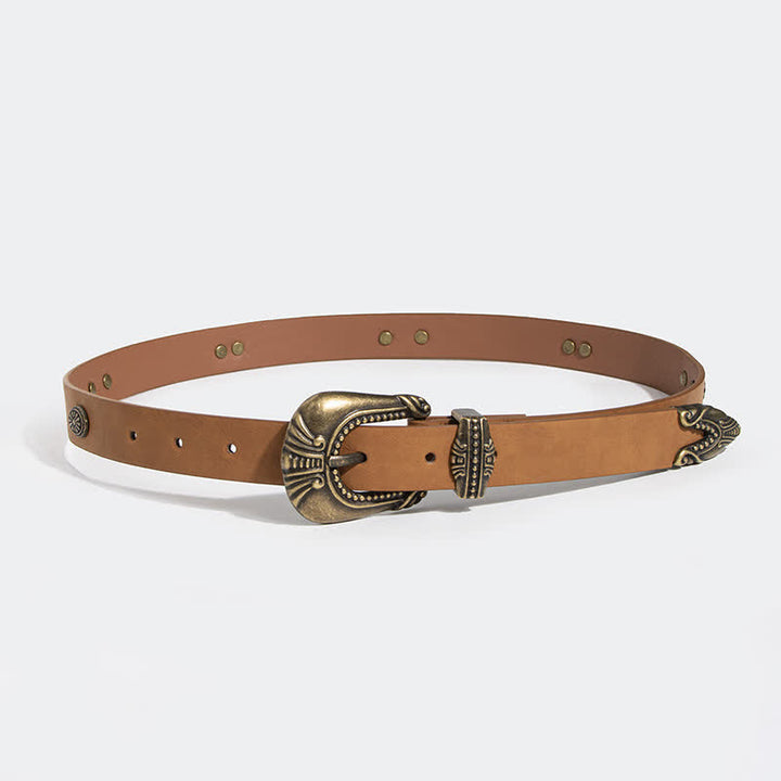 Women's Palace Style Concho Rivet Leather Belt - image 5
