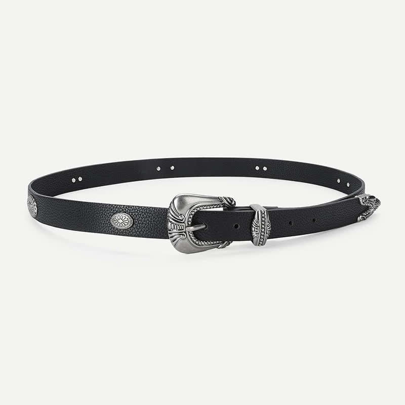 Women's Palace Style Concho Rivet Leather Belt - image 1