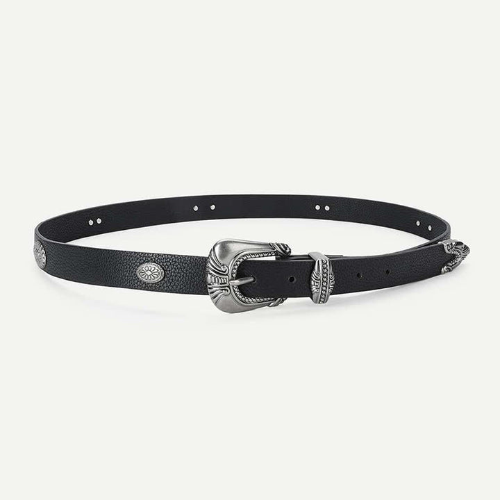 Women's Palace Style Concho Rivet Leather Belt - image 1