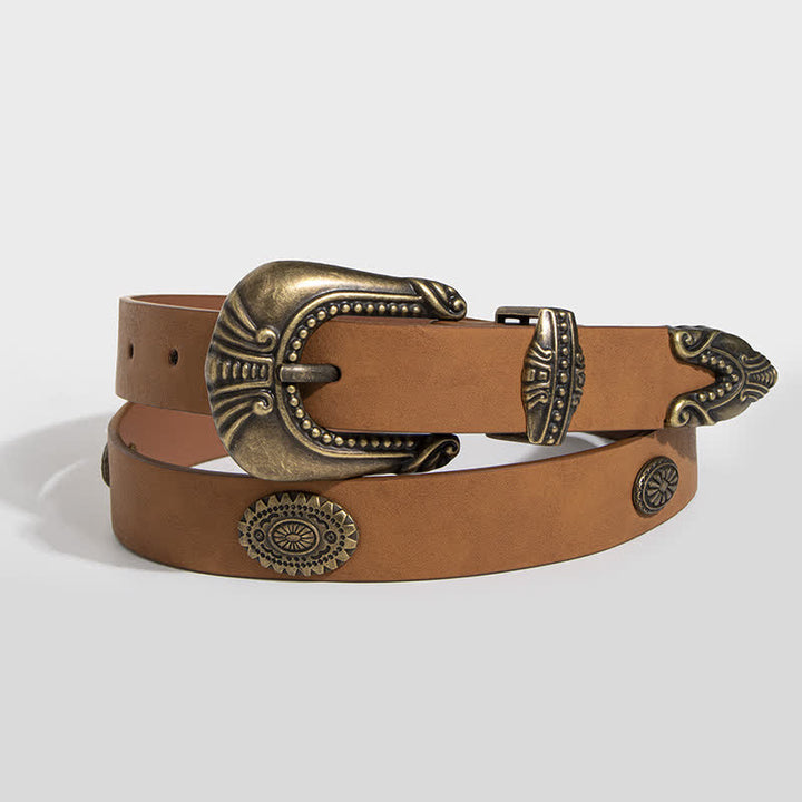 Women's Palace Style Concho Rivet Leather Belt - image 4