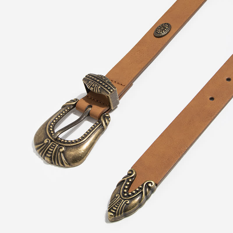 Women's Palace Style Concho Rivet Leather Belt - image 6