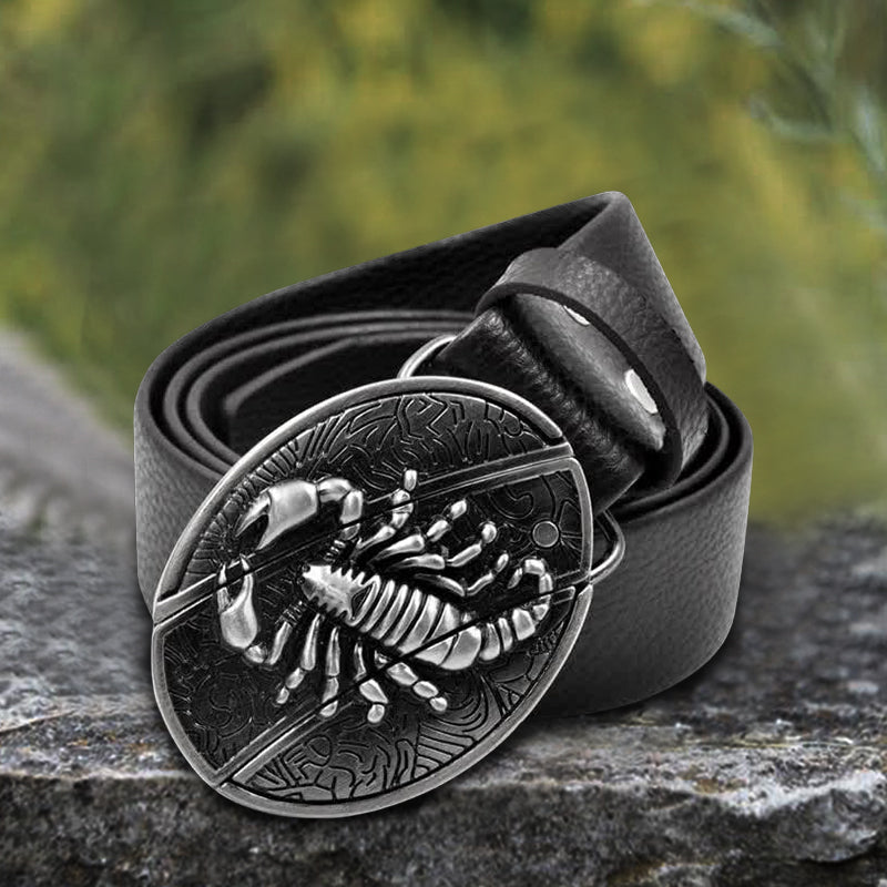 Men's Scorpion Leather Belt With Folding Knife - image 0