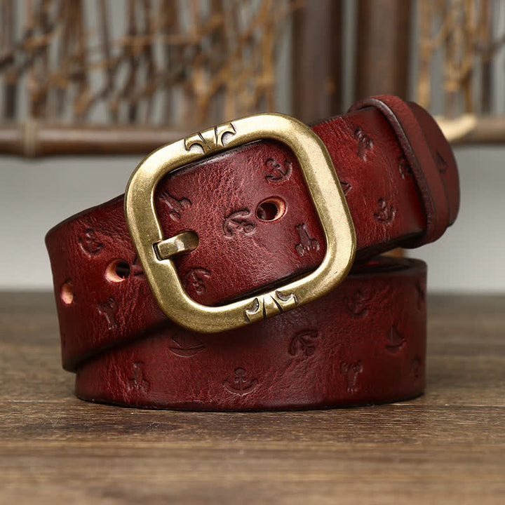 Men's Timeless Anchor Embossing Genuine Leather Belt - image 3