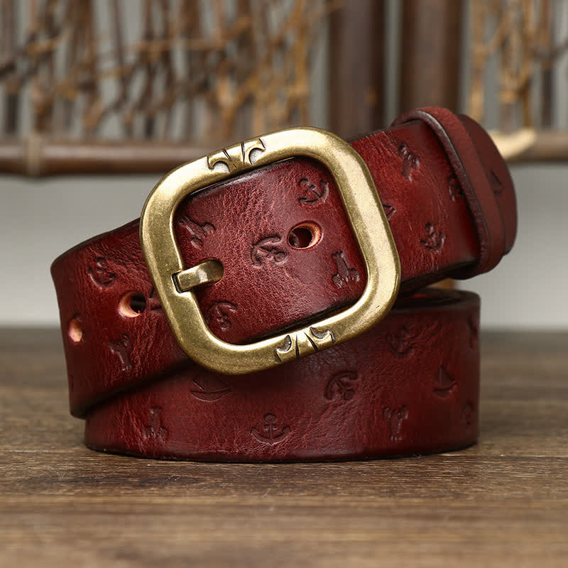Men's Timeless Anchor Embossing Genuine Leather Belt - image 3
