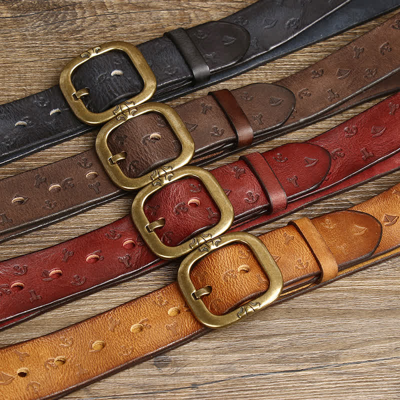 Men's Timeless Anchor Embossing Genuine Leather Belt - image 1