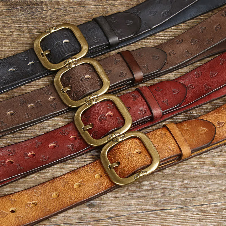 Men's Timeless Anchor Embossing Genuine Leather Belt - image 1