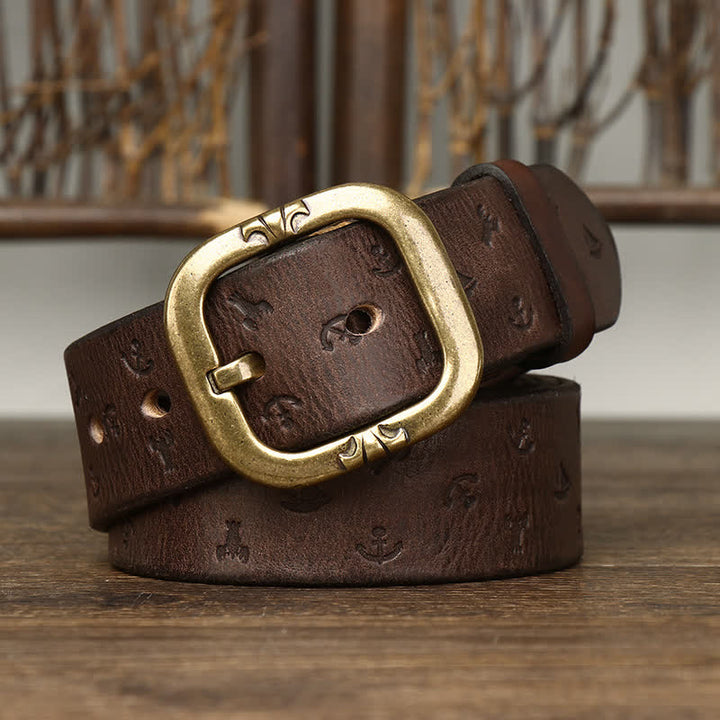 Men's Timeless Anchor Embossing Genuine Leather Belt - image 12