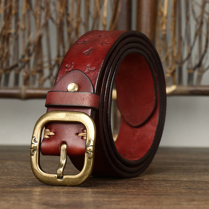 Men's Timeless Anchor Embossing Genuine Leather Belt - image 4