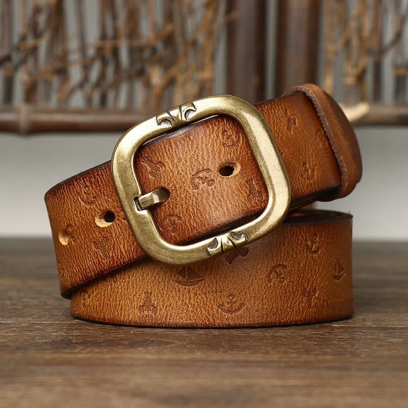 Men's Timeless Anchor Embossing Genuine Leather Belt - image 6